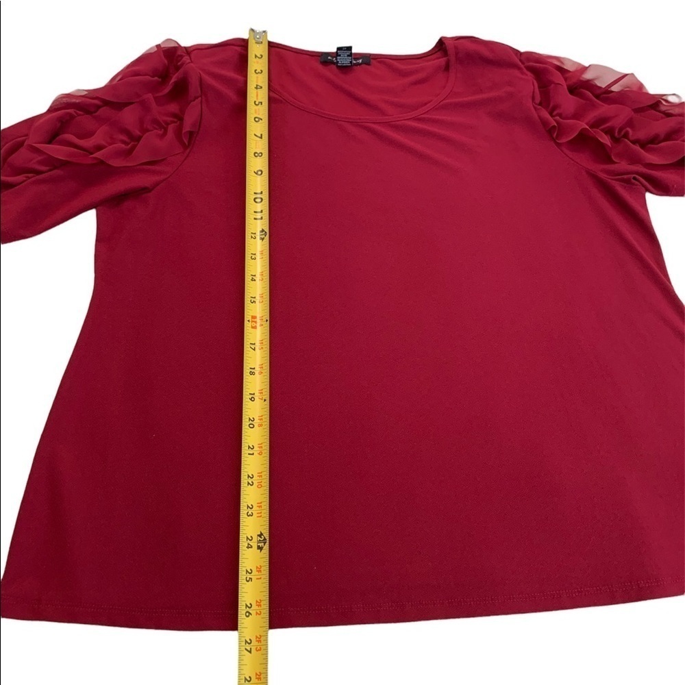 A Love Story Women’s Burgundy Ruffle Sleeve Blouse Size 2X - Picture 5 of 17